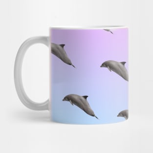 Dolphins Pattern Pink Blue Gradient VSCO Women's Vaporwave Gift Mug